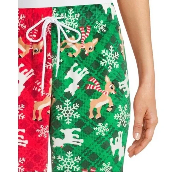 Rudolph‎ the Red-Nosed Reindeer Women's Velour Jogger Pajamas, Allover Print M - Picture 2 of 10